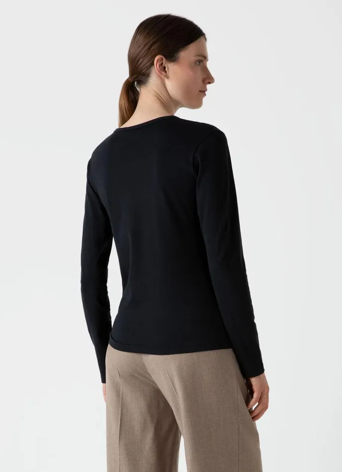 SUNSPEL Tshirts and Tops Long Sleeve Classic Tshirt Black 8211 Women