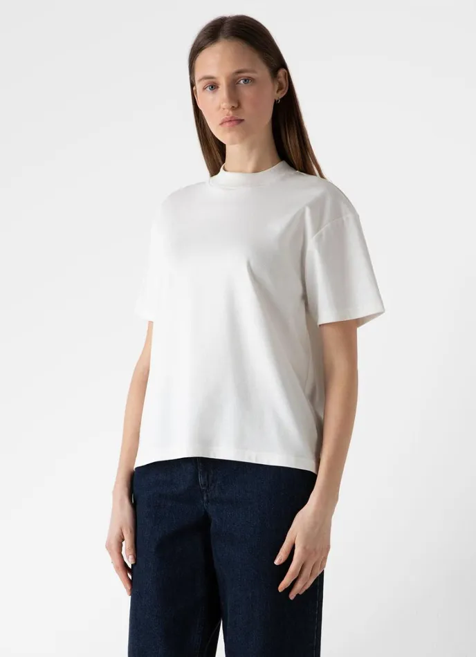 SUNSPEL Tshirts and Tops Mock Neck Heavyweight Tshirt Ecru 8211 Women