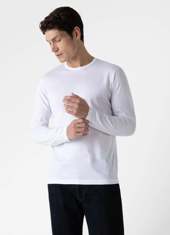 SUNSPEL Tshirts Long Sleeve Classic Tshirt White 8211 Men