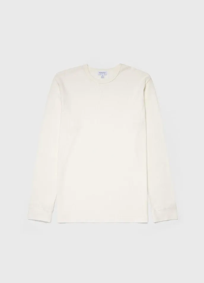 SUNSPEL Tshirts Long Sleeve Waffle Tshirt Ecru 8211 Men