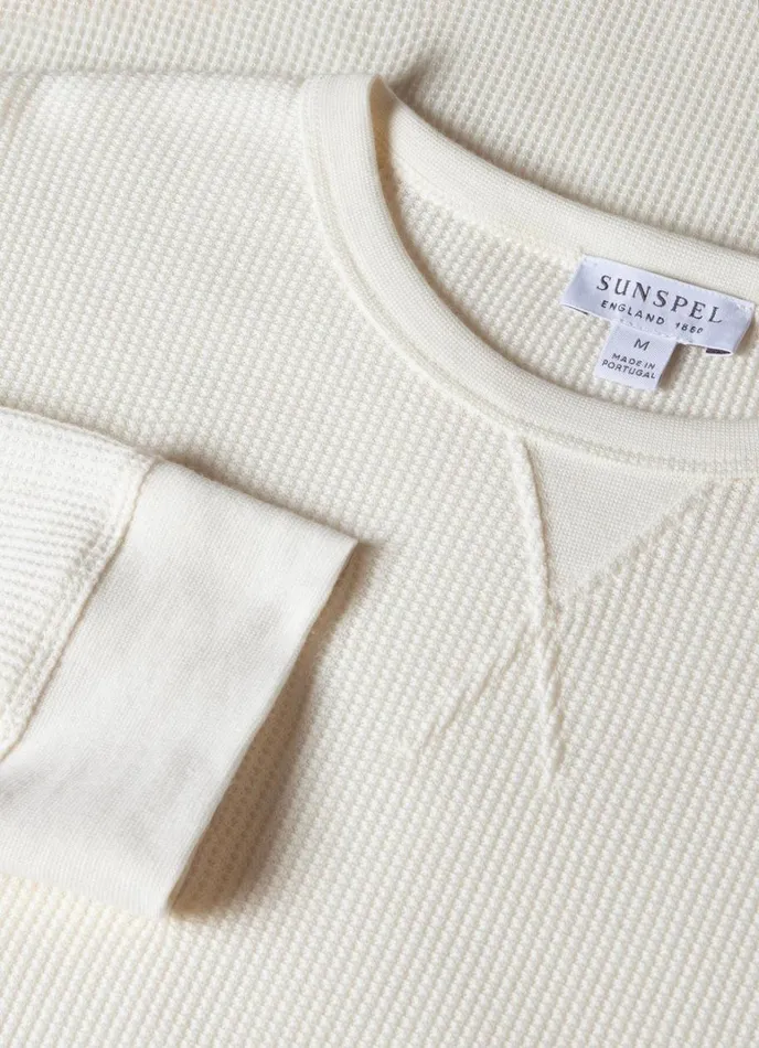 SUNSPEL Tshirts Long Sleeve Waffle Tshirt Ecru 8211 Men