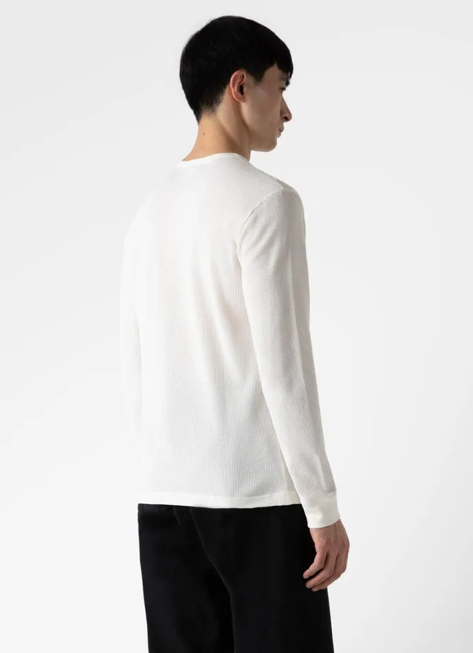 SUNSPEL Tshirts Long Sleeve Waffle Tshirt Ecru 8211 Men