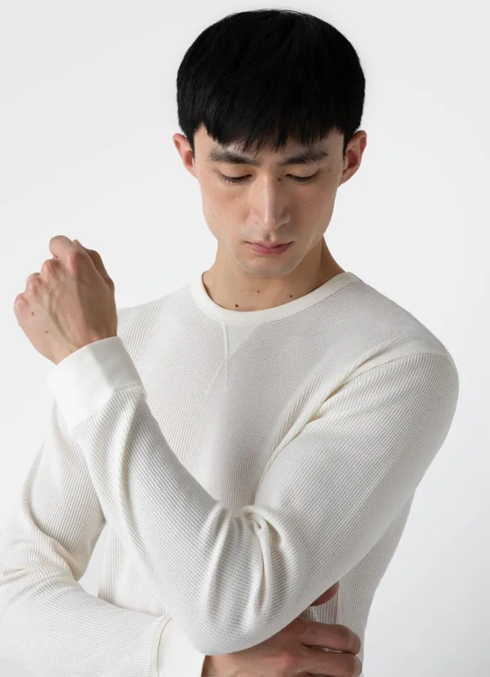 SUNSPEL Tshirts Long Sleeve Waffle Tshirt Ecru 8211 Men