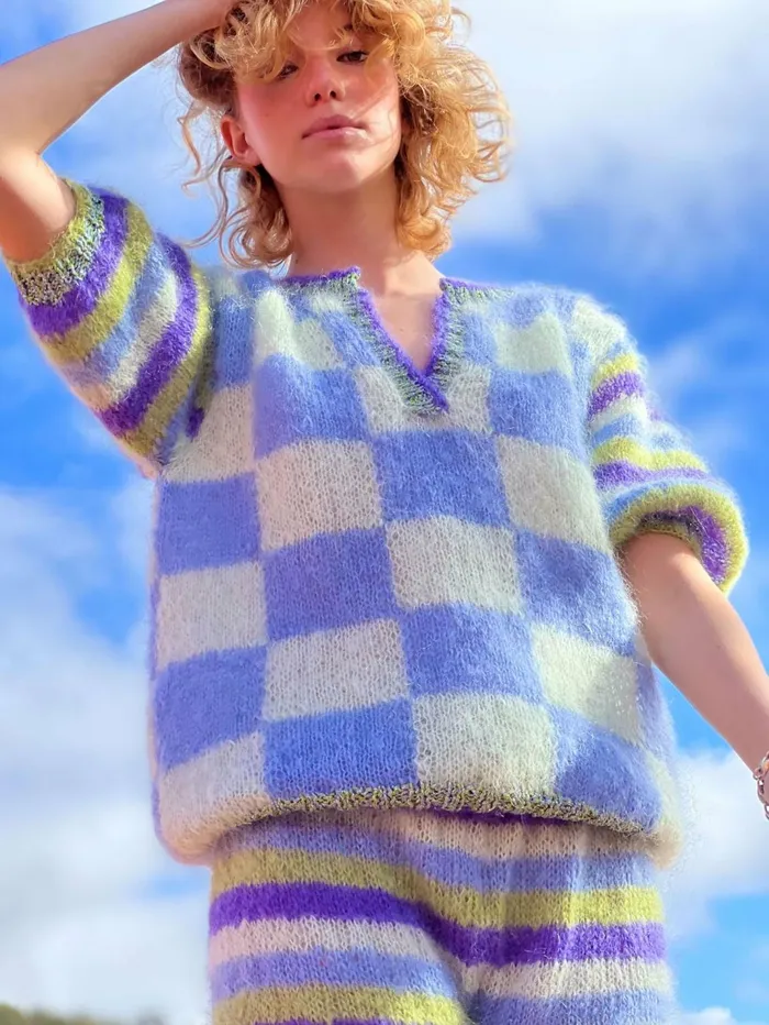 Sweaters Women Rose Carmine SWEATER BALLOON PIXELS PACIFIQUE
