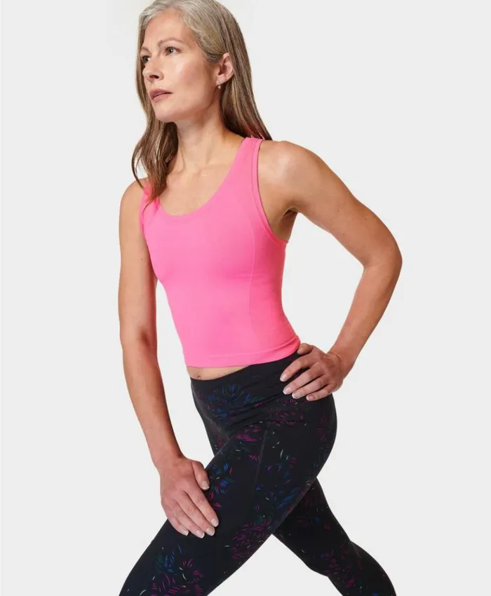 Sweaty Betty Athlete Crop Seamless Gym Tank Camellia Pink Clothing Tank Tops