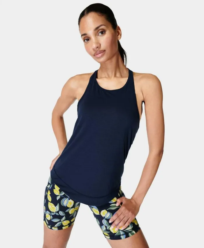 Sweaty Betty Breathe Easy Running Tank Navy Blue Clothing Tank Tops
