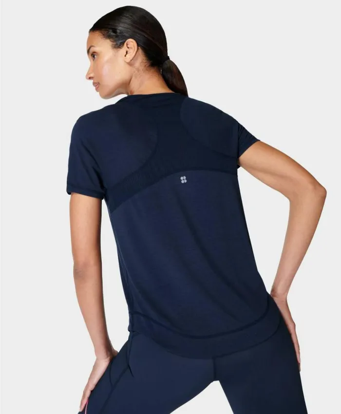 Sweaty Betty Breathe Easy Running Tee Navy Blue Clothing TShirts