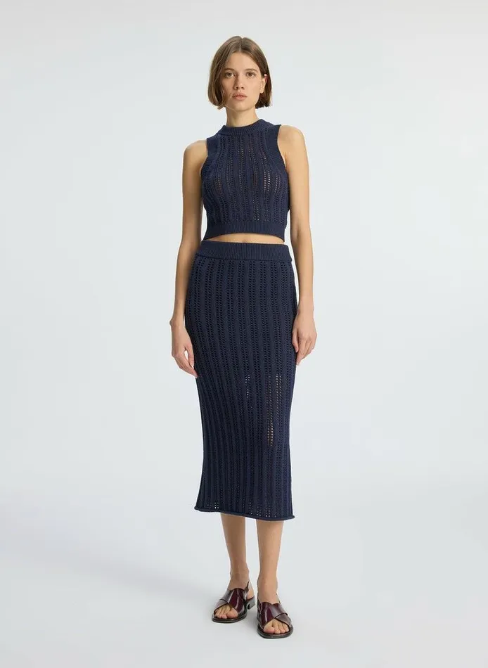 Swim Women ALC Aurora Crochet Midi Skirt Navy
