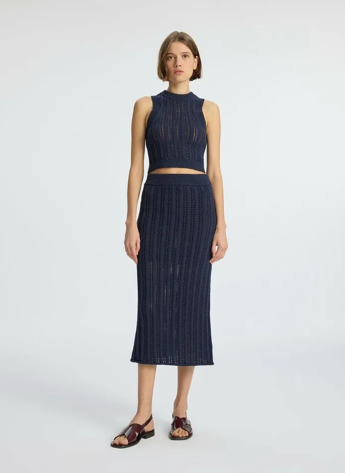 Swim Women ALC Aurora Crochet Midi Skirt Navy Swim Women ALC Aurora Crochet Midi Skirt Navy