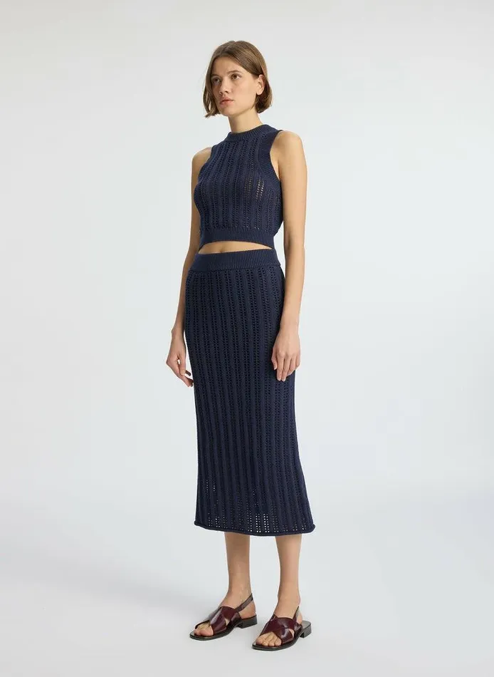 Swim Women ALC Aurora Crochet Midi Skirt Navy Swim Women ALC Aurora Crochet Midi Skirt Navy