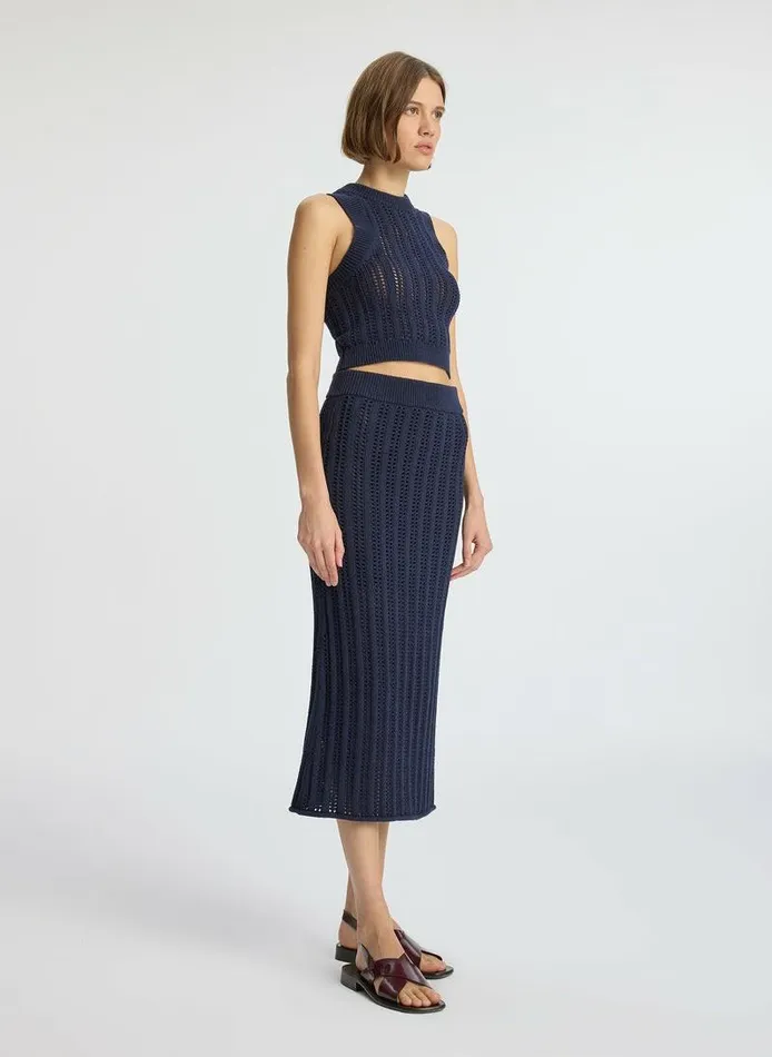 Swim Women ALC Aurora Crochet Midi Skirt Navy Swim Women ALC Aurora Crochet Midi Skirt Navy
