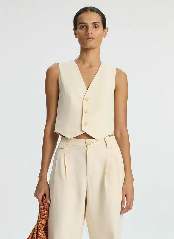 Swim Women ALC Maxwell Stretch Linen Vest Bone