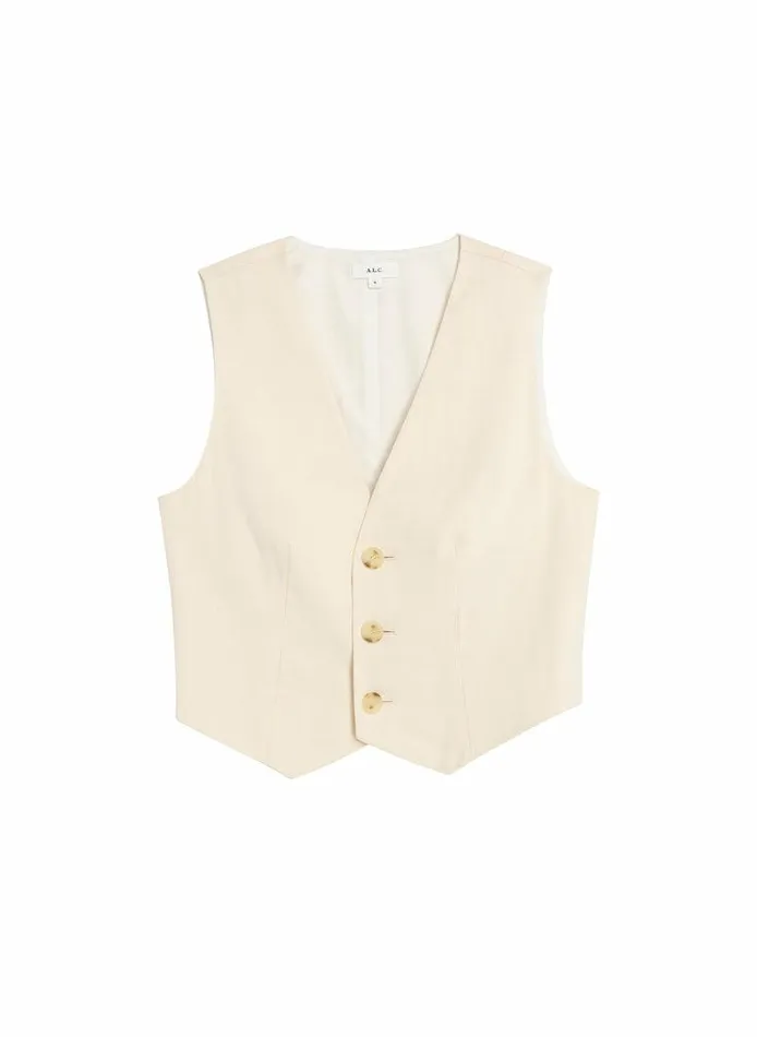 Swim Women ALC Maxwell Stretch Linen Vest Bone Swim Women ALC Maxwell Stretch Linen Vest Bone