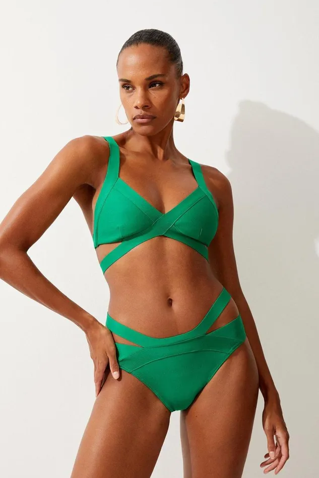 Swimwear Women Karen Millen Bandage Strappy Bikini Top Green