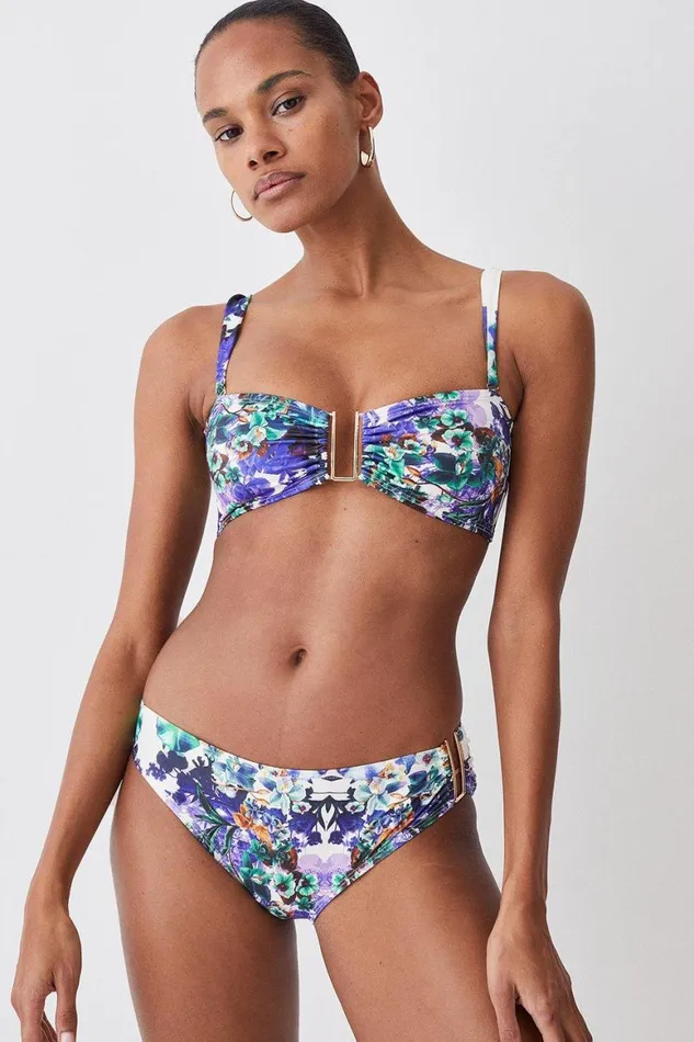 Swimwear Women Karen Millen Mirror Print Detachable Strap Gold Trim Bikini Top Purple Swimwear Women Karen Millen Mirror Print Detachable Strap Gold Trim Bikini Top Purple