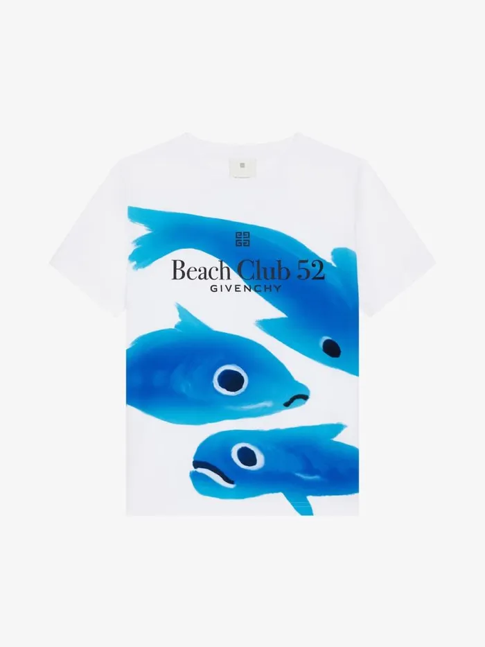 TShirt In Cotton With Fish Print White Kids Givenchy