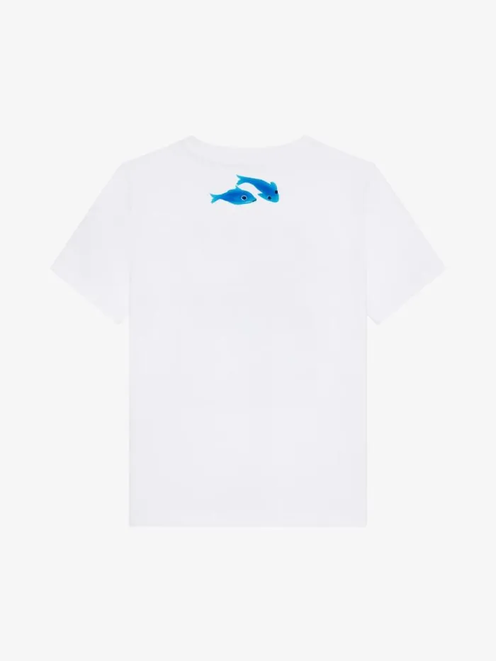 TShirt In Cotton With Fish Print White Kids Givenchy
