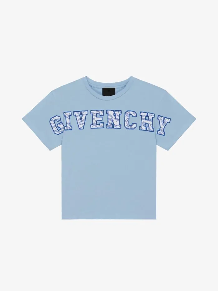 TShirt In Embroidered Cotton Sky Blue Kids Givenchy