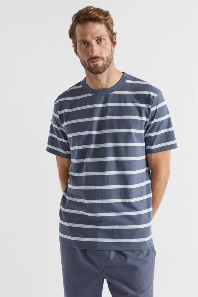 TShirts and Sweaters Man Seed Heritage Classic Stripe Tee Steel Blue Stripe