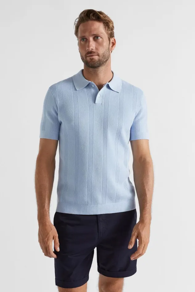 TShirts and Sweaters Man Seed Heritage Knitted Polo Light Blue