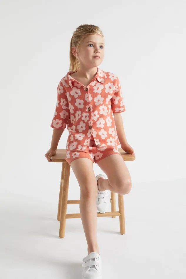 TShirts and Tops Girl Seed Heritage Knit Jacquard Shirt Red Clay