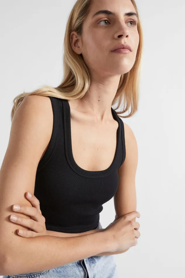 TShirts and Tops Woman Seed Heritage Core Rib Singlet Black