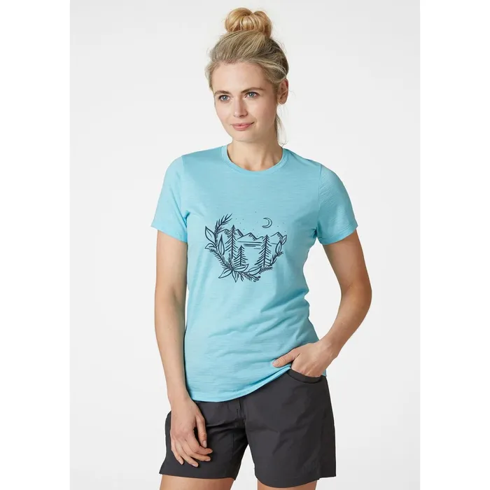 TShirts Women Helly Hansen W HH MERINO GRAPHIC TSHIRT 648 Glacier Blu