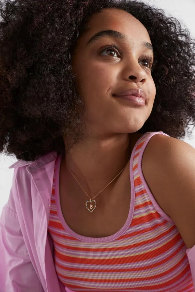 The AZ Of Initials Girl Seed Heritage Rainbow Heart Initial Necklace L