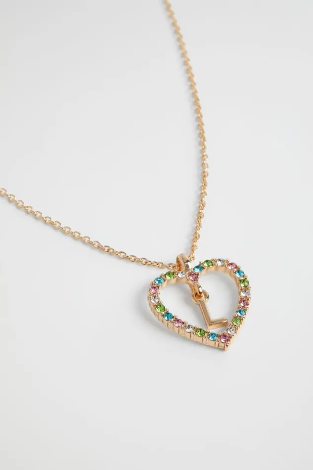 The AZ Of Initials Girl Seed Heritage Rainbow Heart Initial Necklace L