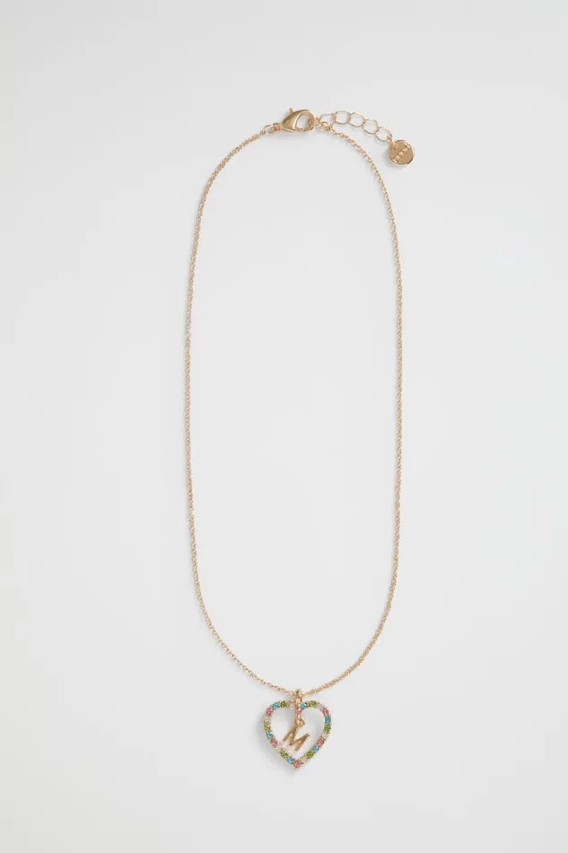 The AZ Of Initials Girl Seed Heritage Rainbow Heart Initial Necklace M