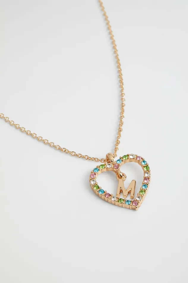 The AZ Of Initials Girl Seed Heritage Rainbow Heart Initial Necklace M