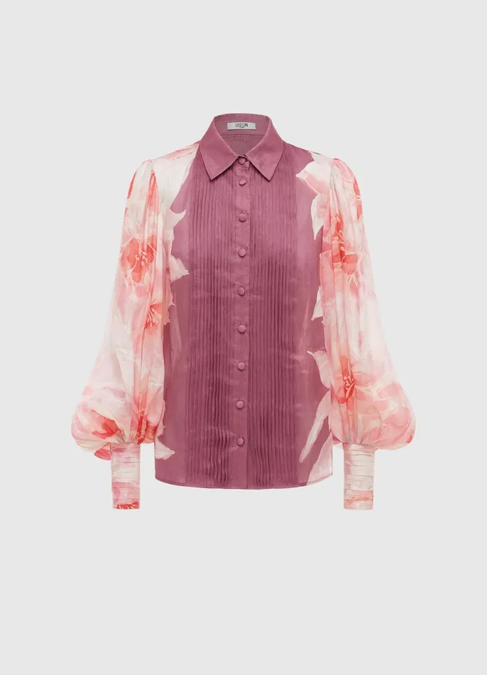 Tops and Shirts Women LEO LIN Cambridge Blouse 8211 Orient Print In Hibiscus