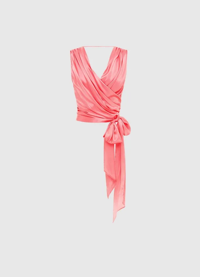 Tops and Shirts Women LEO LIN Gabby Wrap Top 8211 Watermelon