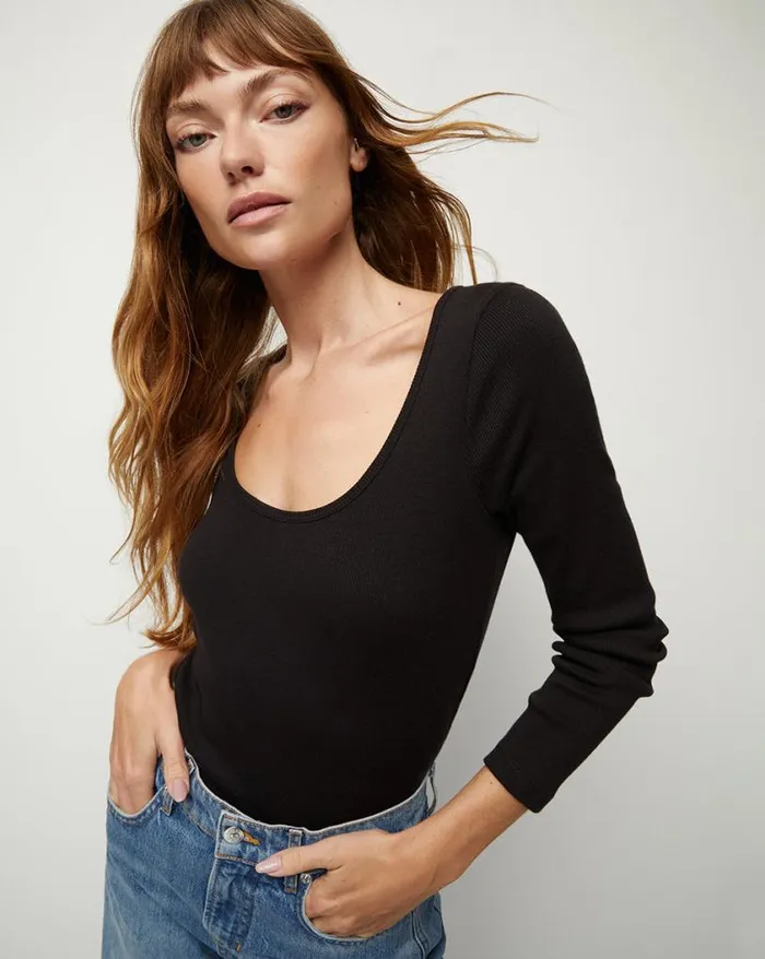 Tops and Tees Shop Veronica Beard Calabra ScoopNeck Top Black