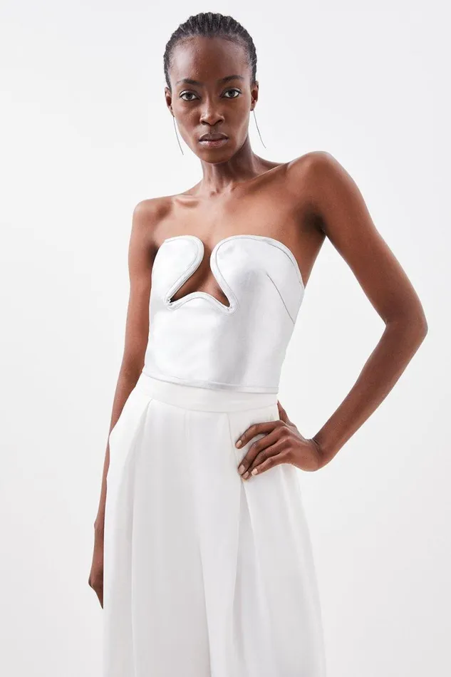 Tops Women Karen Millen Figure Form Bandage Foiled Knit Corset Detail Top Silver Tops Women Karen Millen Figure Form Bandage Foiled Knit Corset Detail Top Silver