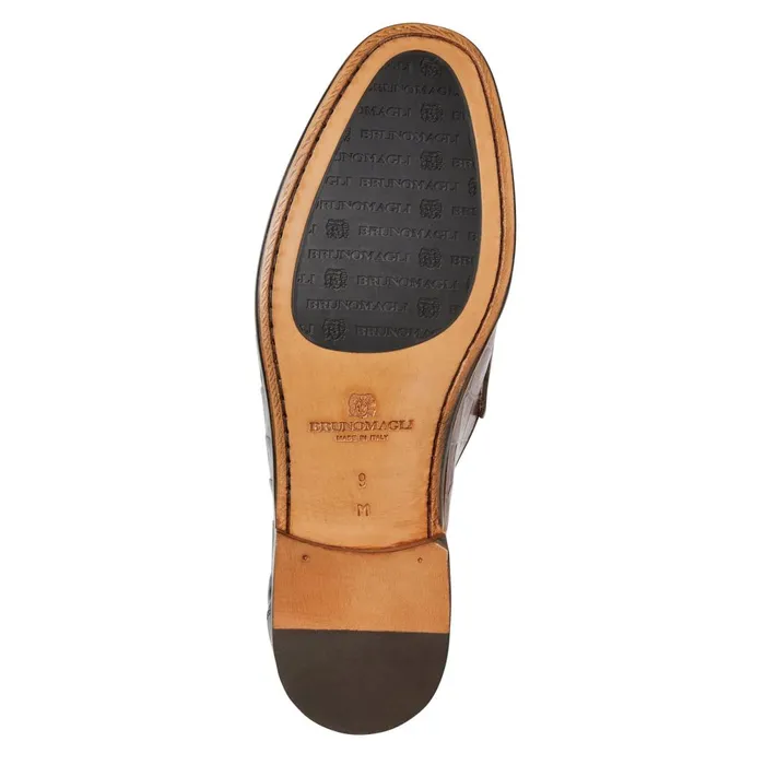 Trieste Classic Moccasin Brown Croc Men Bruno Magli Loafers and Slipons