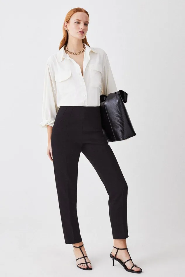 Trousers Women Karen Millen Compact Essential Tailored Slim Leg Trouser Black Trousers Women Karen Millen Compact Essential Tailored Slim Leg Trouser Black