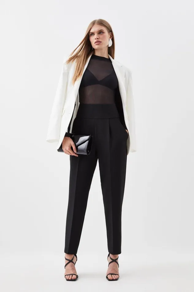 Trousers Women Karen Millen Compact Stretch High Waisted Straight Leg Trouser Black Trousers Women Karen Millen Compact Stretch High Waisted Straight Leg Trouser Black