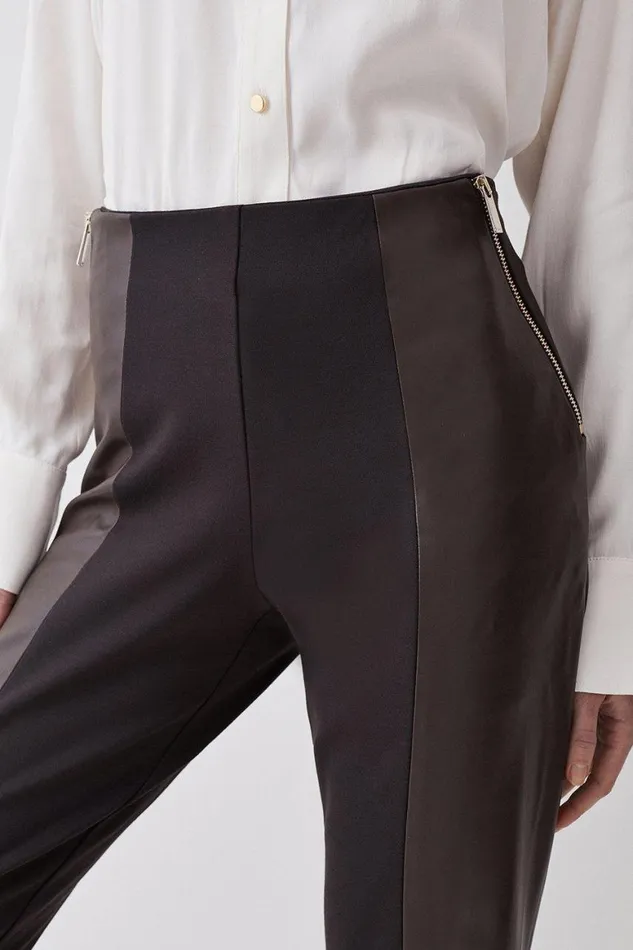 Trousers Women Karen Millen Petite Ponte and Pu Jodhpur Leggings Chocolate