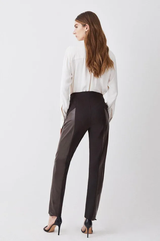 Trousers Women Karen Millen Petite Ponte and Pu Jodhpur Leggings Chocolate