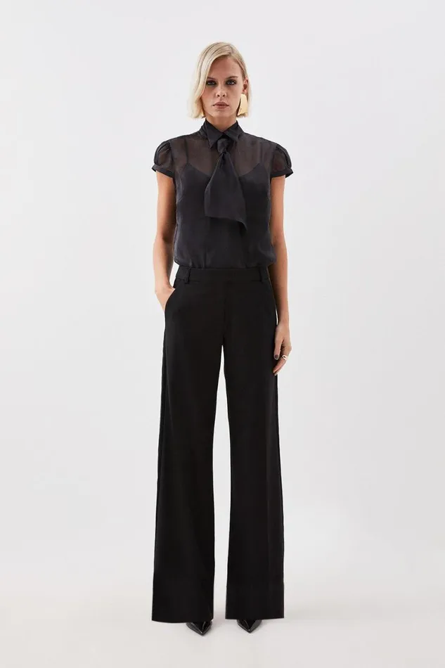 Trousers Women Karen Millen The Founder Premium Twill Straight Leg Tailored Trousers Black Trousers Women Karen Millen The Founder Premium Twill Straight Leg Tailored Trousers Black