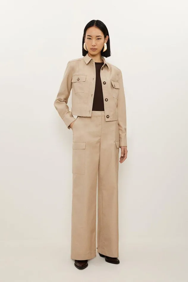 Trousers Women Karen Millen Twill Canvas Cargo Pockets Wide Leg Tailored Trousers Tan Trousers Women Karen Millen Twill Canvas Cargo Pockets Wide Leg Tailored Trousers Tan