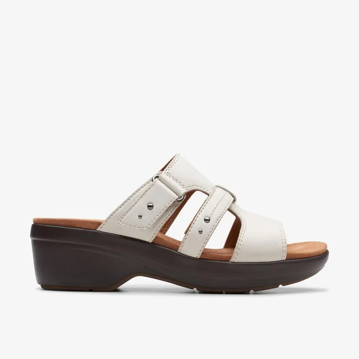 Tuleah Jane Off White Leather Women Clarks Sandals and Flip Flops