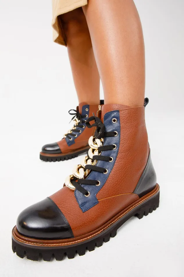 Vinci Leather Boots and Booties The Belgrad Brown Leather LaceUp Ankle Boot With A Side Zipper 8211 Women