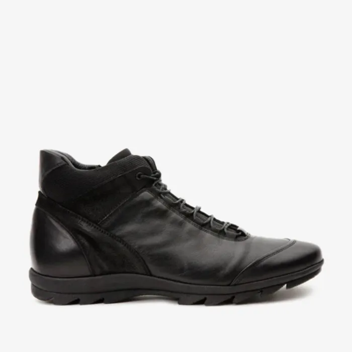 Vinci Leather Boots The Houston Leather Black LaceUp Casual Boot With A Zipper 8211 Men