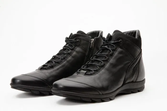 Vinci Leather Boots The Houston Leather Black LaceUp Casual Boot With A Zipper 8211 Men