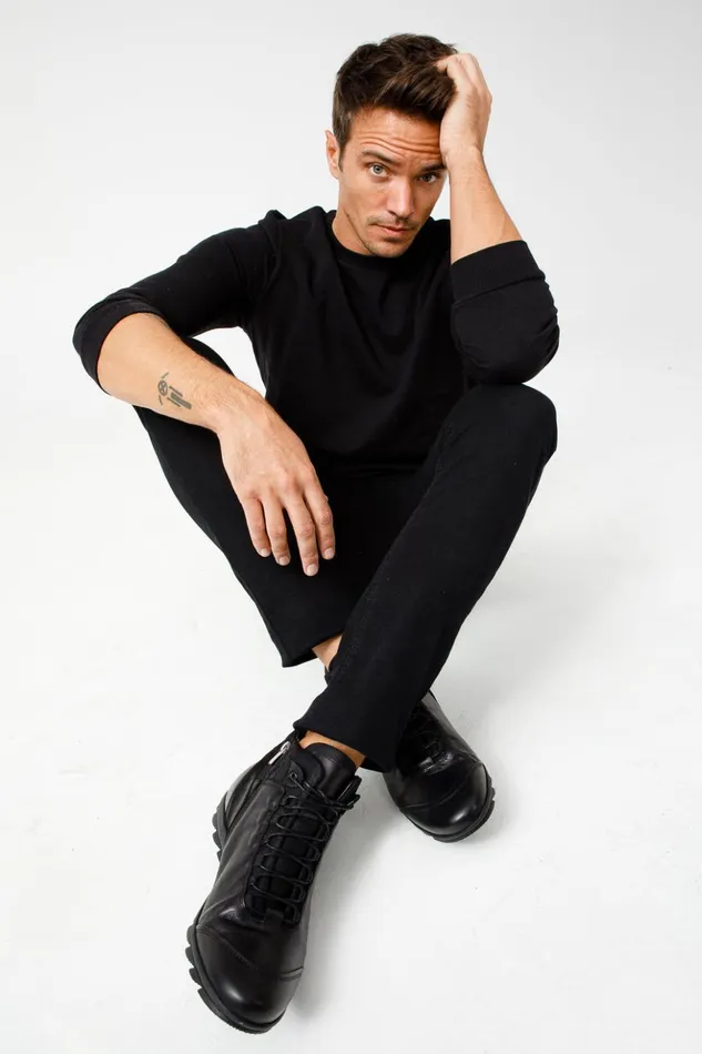 Vinci Leather Boots The Houston Leather Black LaceUp Casual Boot With A Zipper 8211 Men