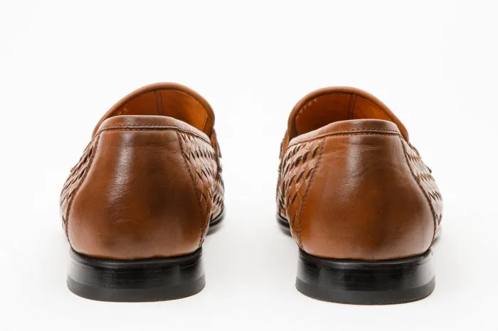 Vinci Leather Dress Shoes The Grand Woven Leather Tan Shoe Penny Loafer 8211 Men