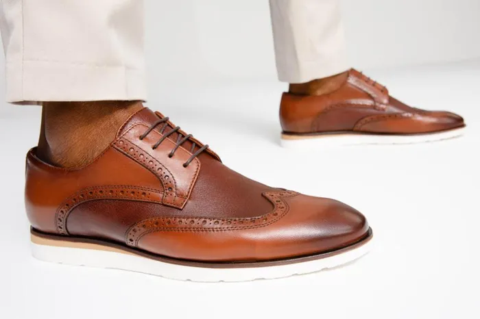 Vinci Leather Dress Shoes The Molise Tan Wingtip Semi Brogue Derby Shoe 8211 Men