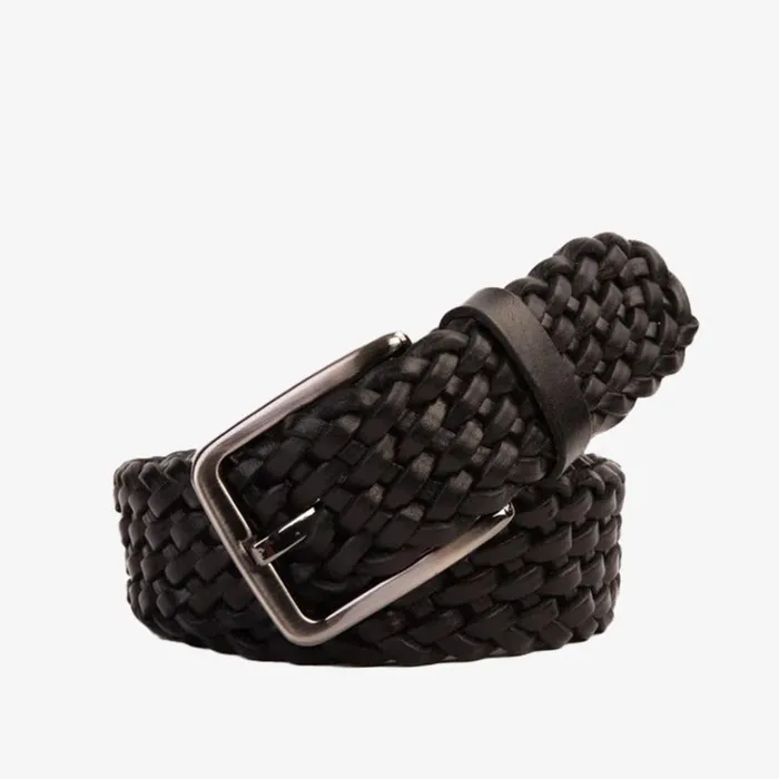 Vinci Leather Leather Belts The Grand Woven Black Color Leather Belt 8211 Men